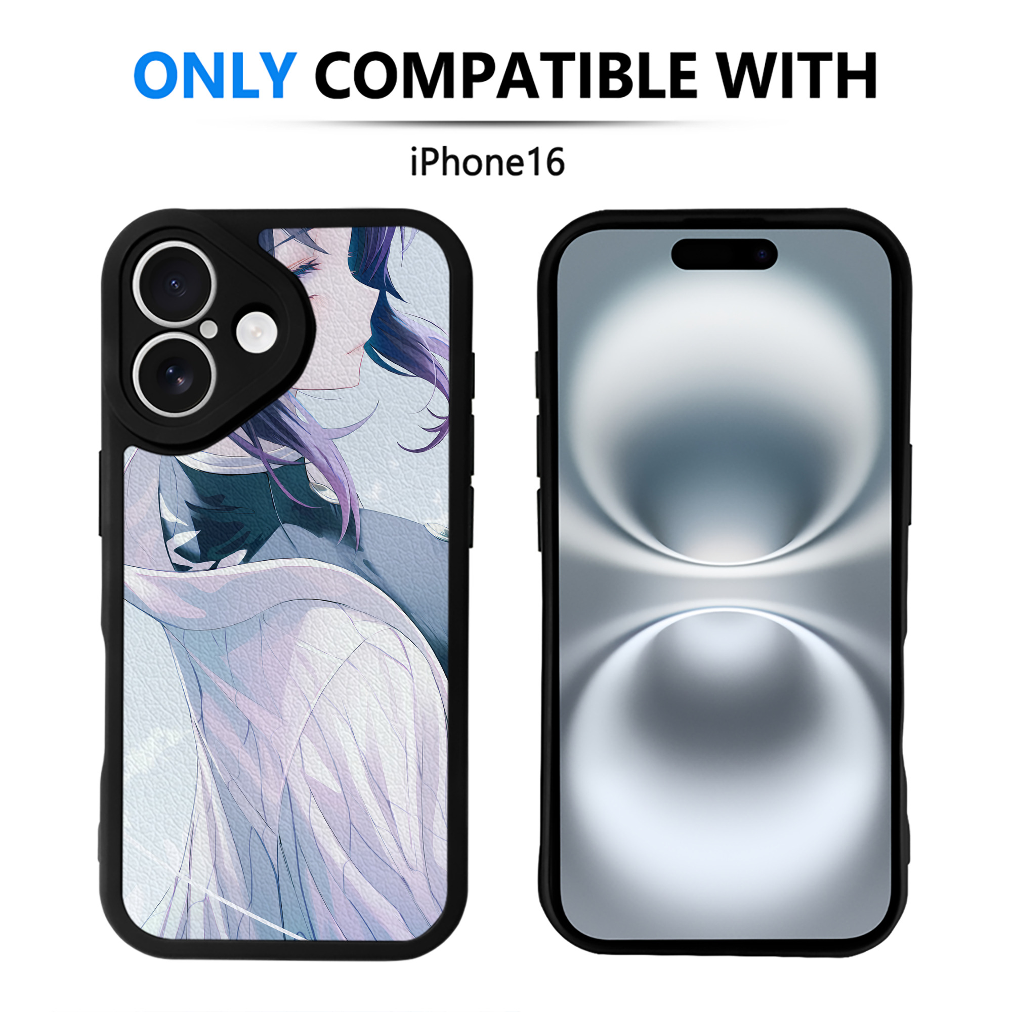 （画像用） 鬼滅の刃（きめつのやいば）蟲柱-胡蝶 しのぶ／こちょう しのぶ Kochou Shinobu 【iPhone 16シリーズ対応】シリコンスマホケース（レザー調） 材質：シリコン